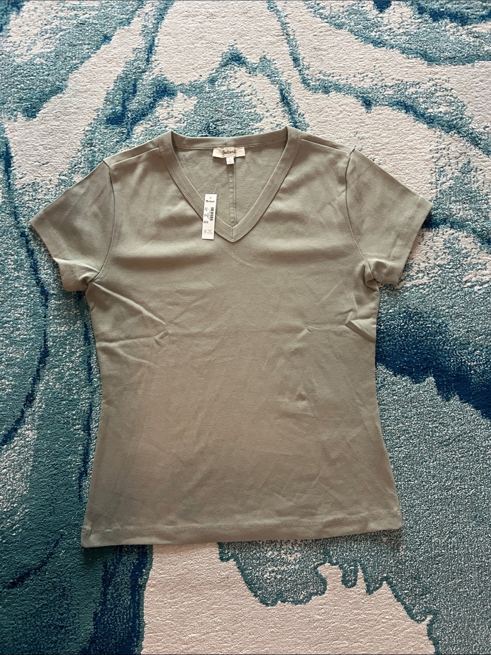 Madewell Sage Green V-Neck Short Sleeve Tee